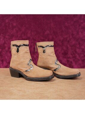 AGL Women Brown Leather Western Moto Festival Ankle Boots sz 6-6.5US EUR 37